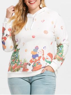 Christmas Pullover Plus Size Hoodie - WHITE - 1X