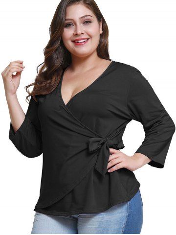 

Plus Size Wrap Top, Black