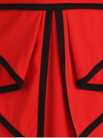 

Plus Size Open Shoulder Contrast Bodycon Peplum Dress, Red