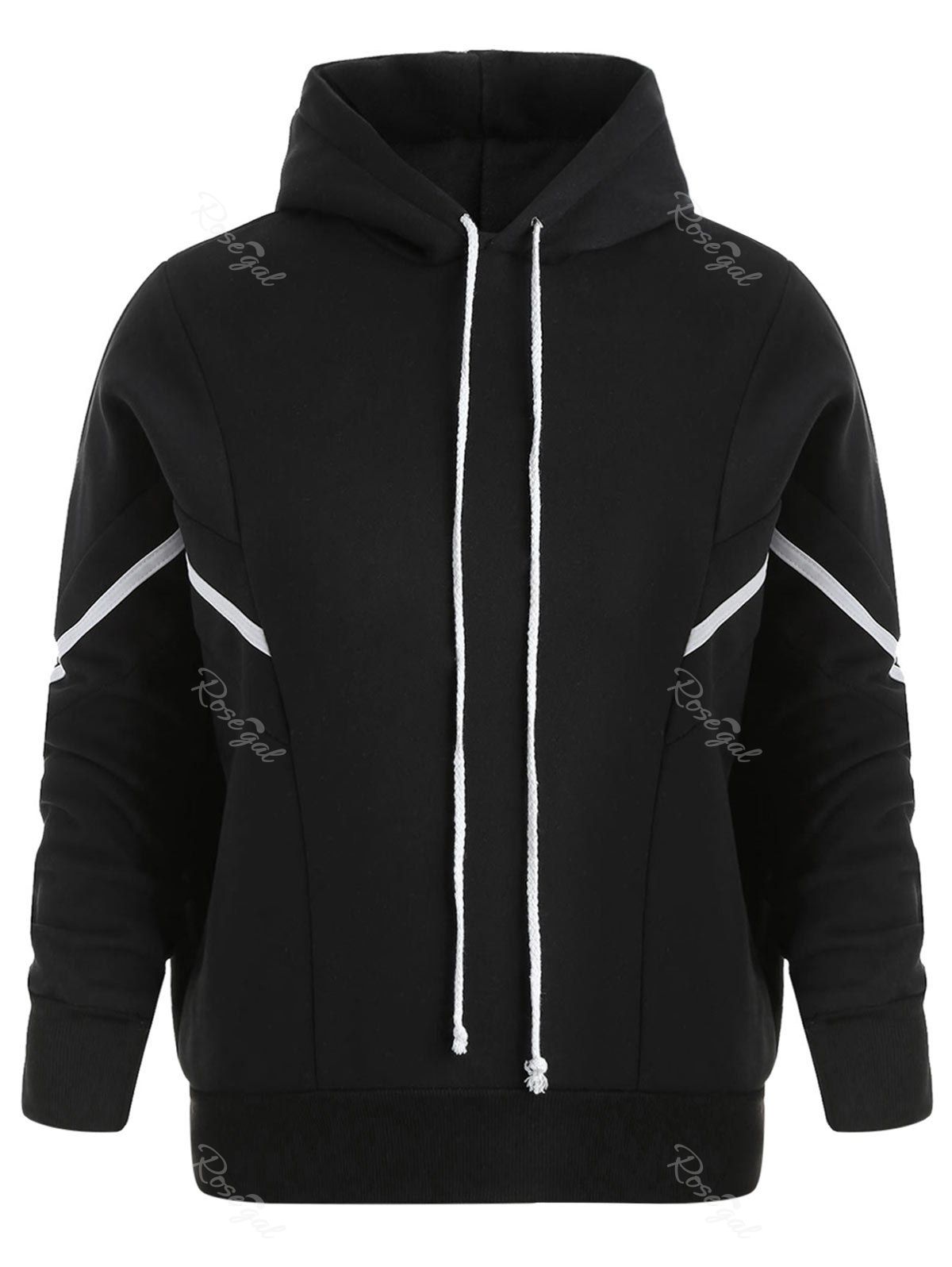 

Plus Size Stripe Thicken Hoodie, Black