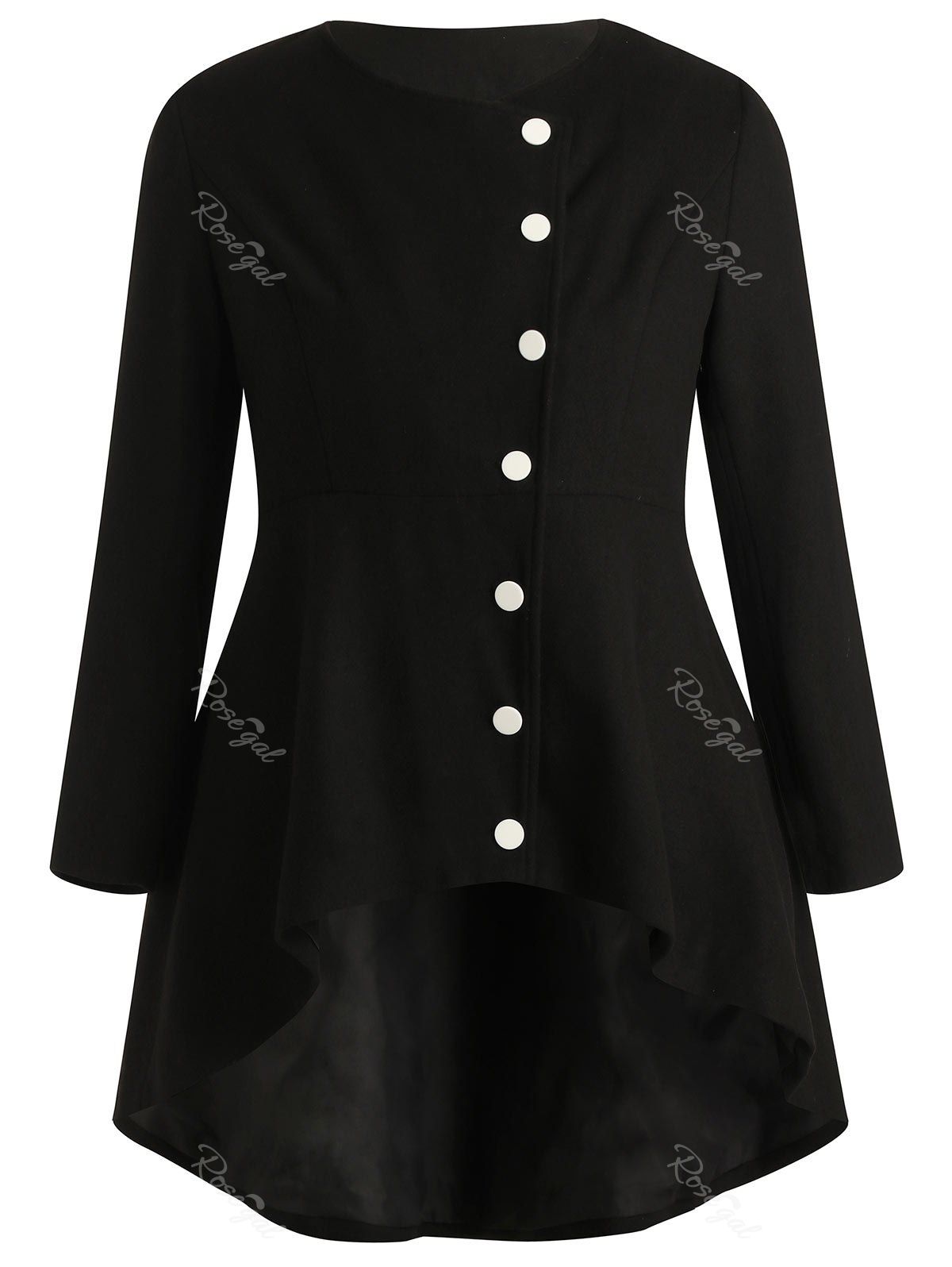 

Plus Size High Low Long Coat, Black