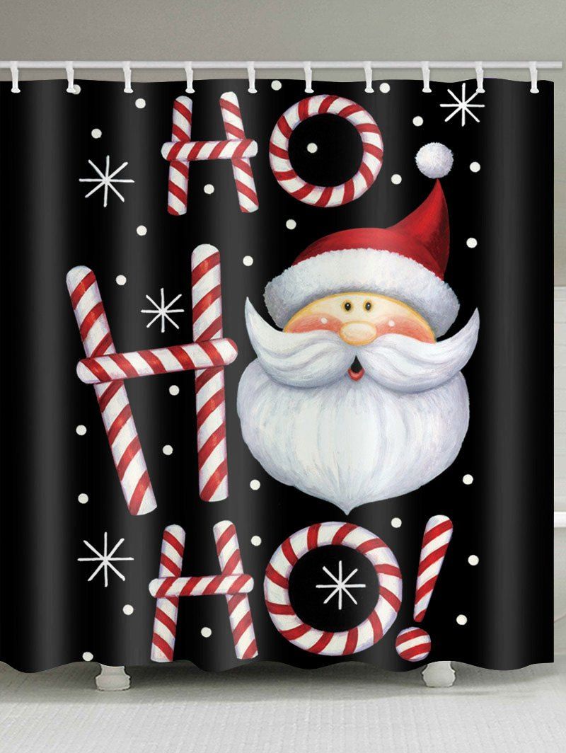 

Christmas Ho Ho Ho Santa Print Bathroom Shower Curtains, Multi