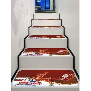 

Santa Christmas Sleigh Sled Print Stair Rugs, Multi