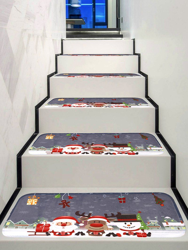 

Cartoon Christmas Happy Friends Print Stair Rugs, Multi