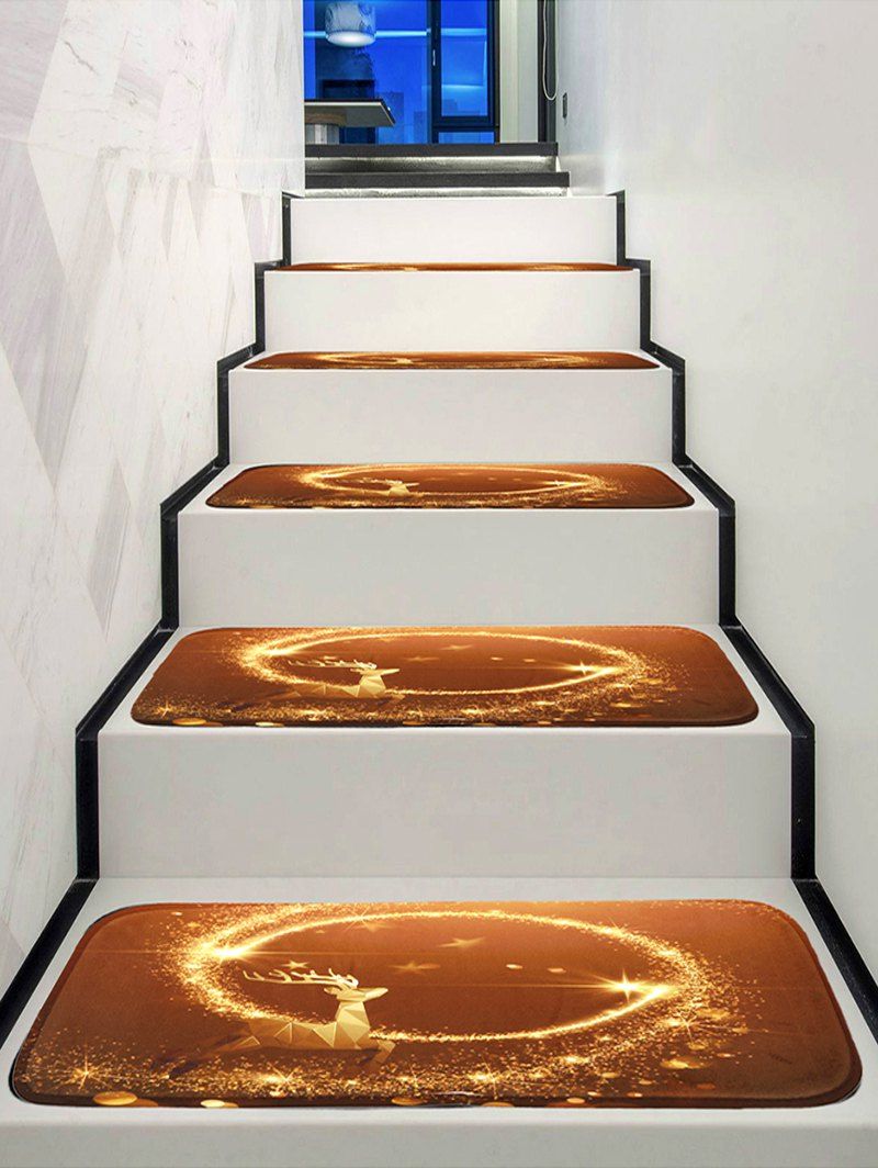 

Sparkle Christmas Deer Print Stair Rugs, Multi
