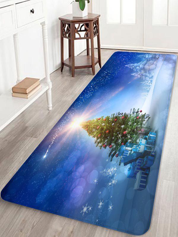 

Shiny Christmas Tree on Snow Print Area Rugs, Multi
