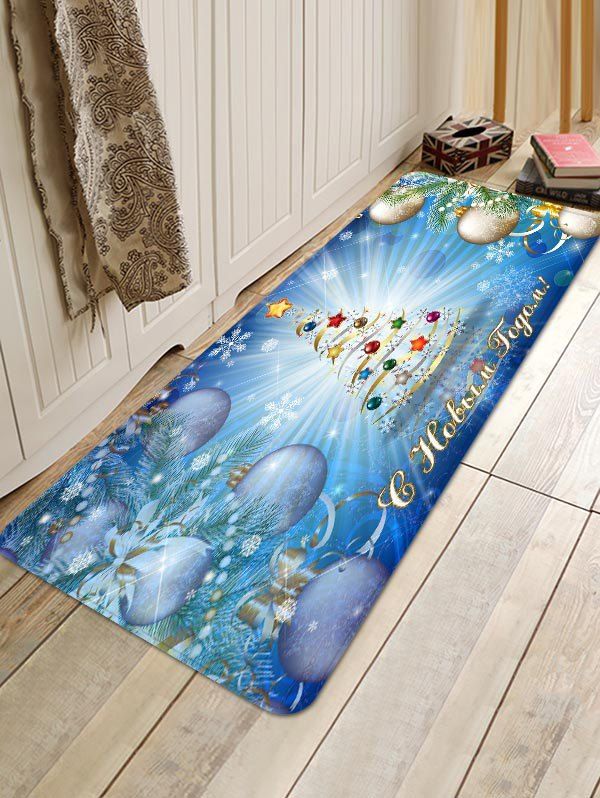 

Shiny Christmas Tree with Balls Print Area Rugs, Sky blue