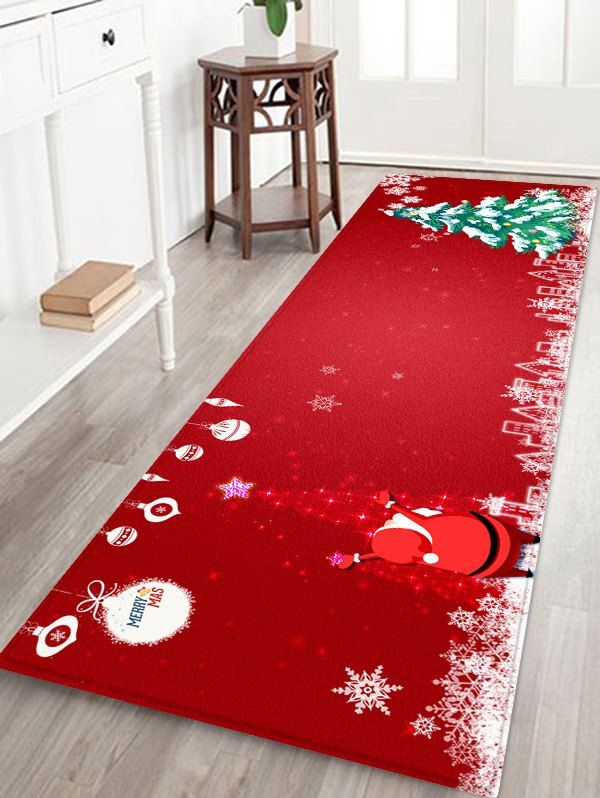 

Sparkle Christmas Tree and Santa Print Area Rugs, Red