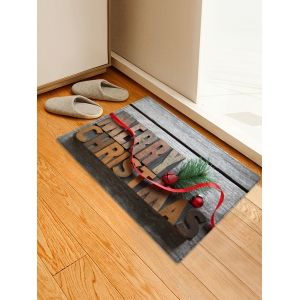 

Merry Christmas Wood Grain Pattern Anti-skid Area Rug, Multi