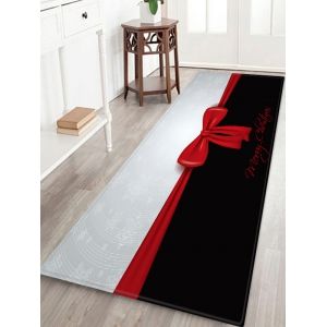 

Christmas Bowknot Pattern Anti-skid Area Rug, White