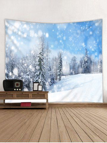 

Snowy Forest Print Tapestry Wall Hanging Decor, White