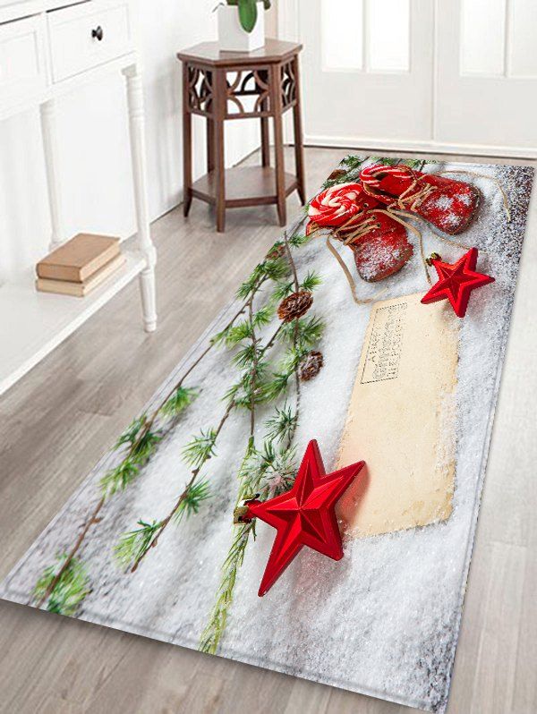 

Christmas Stars Shoes Pattern Water Absorption Area Rug, Multi