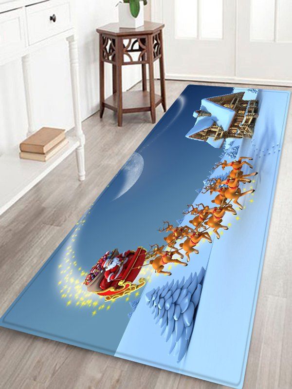 

Christmas Santa Sleigh Pattern Anti-skid Area Rug, Multi