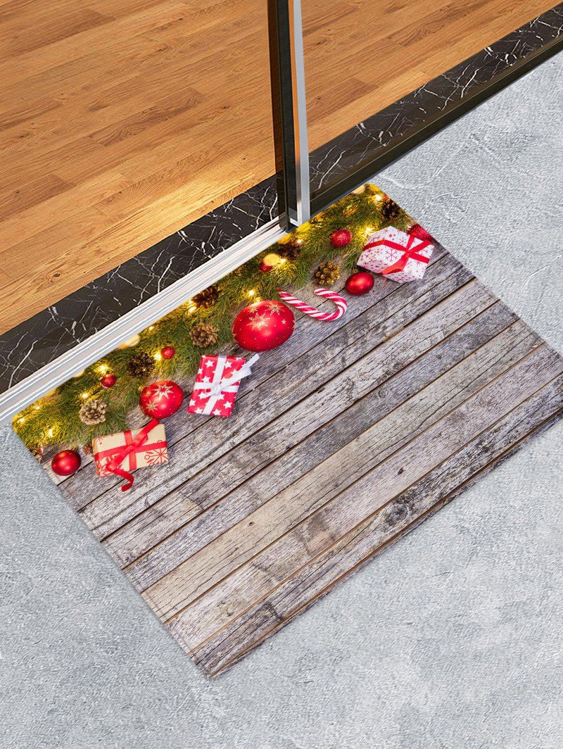

Christmas Wood Board Gifts Pattern Anti-skid Area Rug, Multi