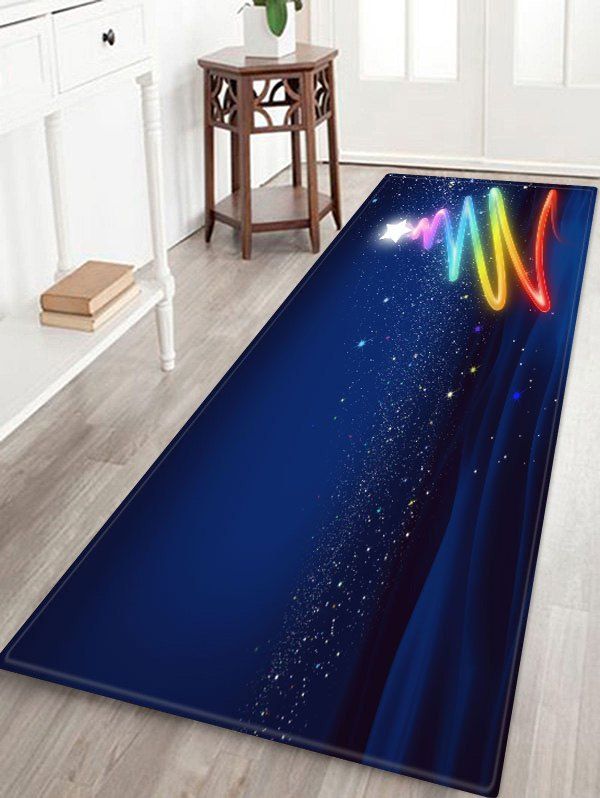 

Christmas Tree Stars Pattern Water Absorption Area Rug, Deep blue