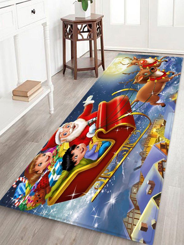 

Christmas Santa Sledge Pattern Anti-skid Area Rug, Multi