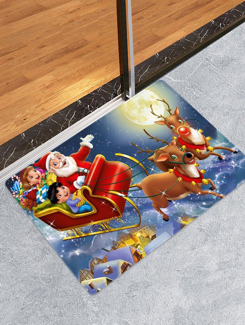 

Christmas Santa Sledge Pattern Anti-skid Area Rug, Multi