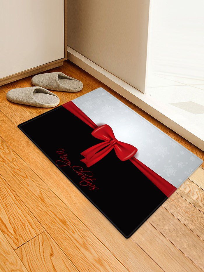 

Christmas Bowknot Pattern Anti-skid Area Rug, Multi