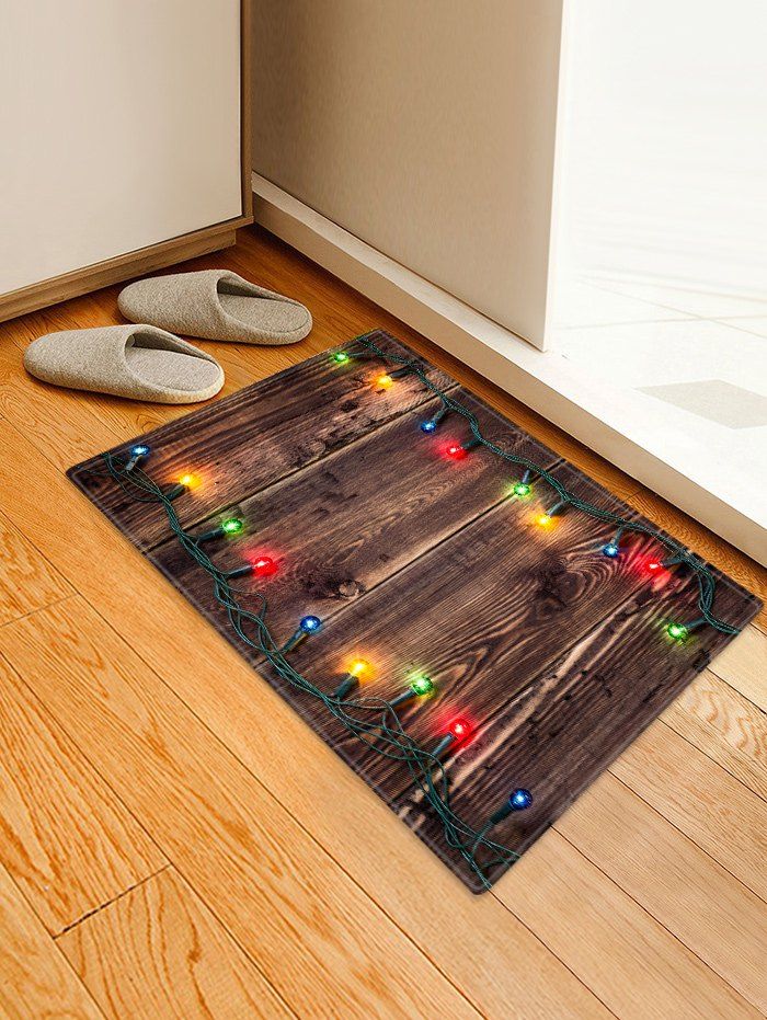 

Christmas Light Wood Pattern Anti-skid Area Rug, Multi