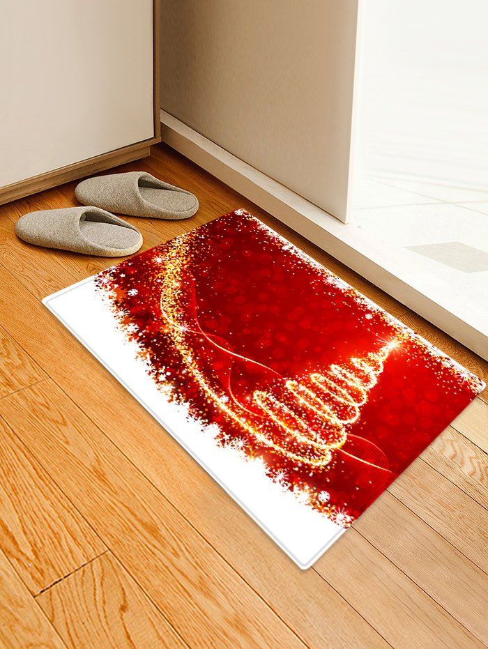 

Christmas Theme Printed Water Absorption Floor Rug, Multi