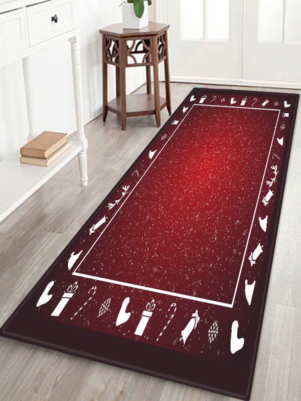 

Christmas Gift Pattern Water Absorption Floor Rug, Multi