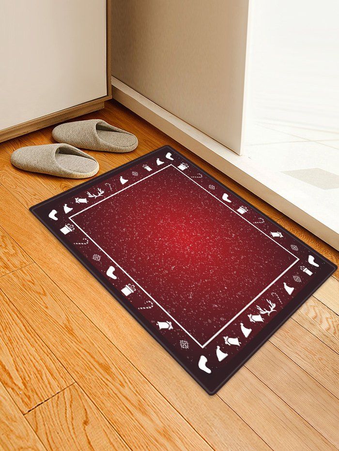 

Christmas Gift Pattern Water Absorption Floor Rug, Multi