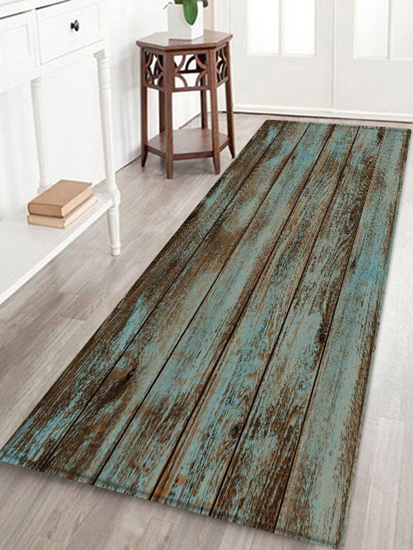

Vintage Board Pattern Water Absorption Floor Rug, Multi