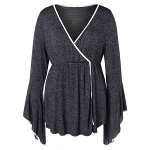

Plus Size Flare Sleeve Space Dyed T-shirt, Dark gray