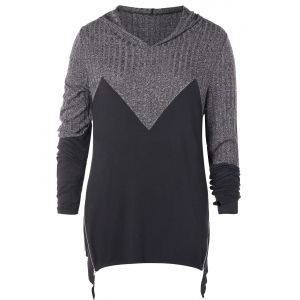 

Space Dyed Contrast Asymmetrical Plus Size T-shirt, Gray