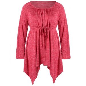 

Plus Size Raglan Sleeve Handkerchief Tee, Rosso red