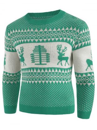 Christmas Deer Print Crew Neck Sweater