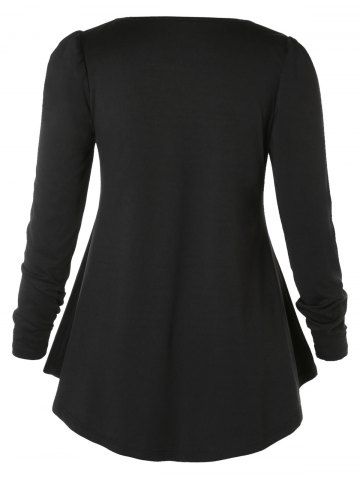 

Plus Size Long Sleeve Cut Out T-shirt, Black