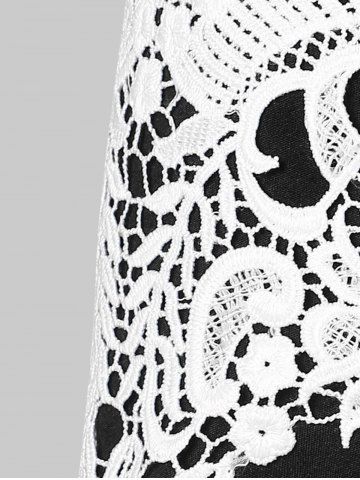 

Plus Size Off Shoulder Peplum Tee with Lace, Black