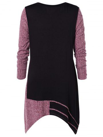 

Plus Size Contrast Asymmetrical T-shirt, Black