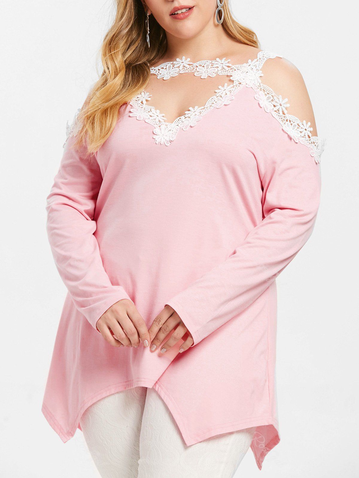 

Cut Out Plus Size Applique T-shirt, Pink