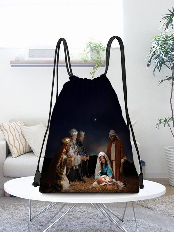 

Christmas Holy Bady Printed Candy Storage Drawstring Bag, Multi