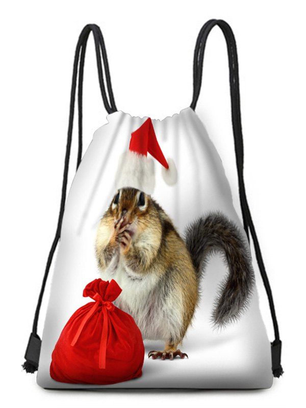 

Christmas Squirrel Print Drawstring Candy Bag, Multi