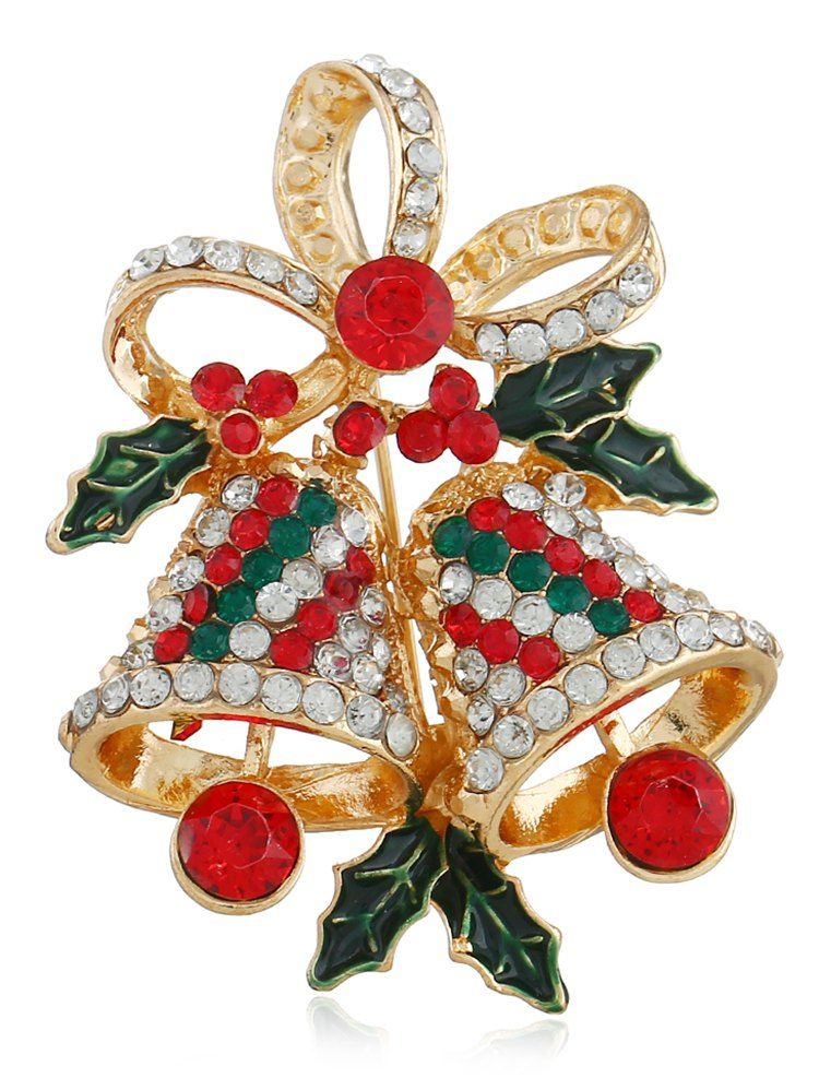 

Rhinestone Christmas Bell Party Brooch, Multi