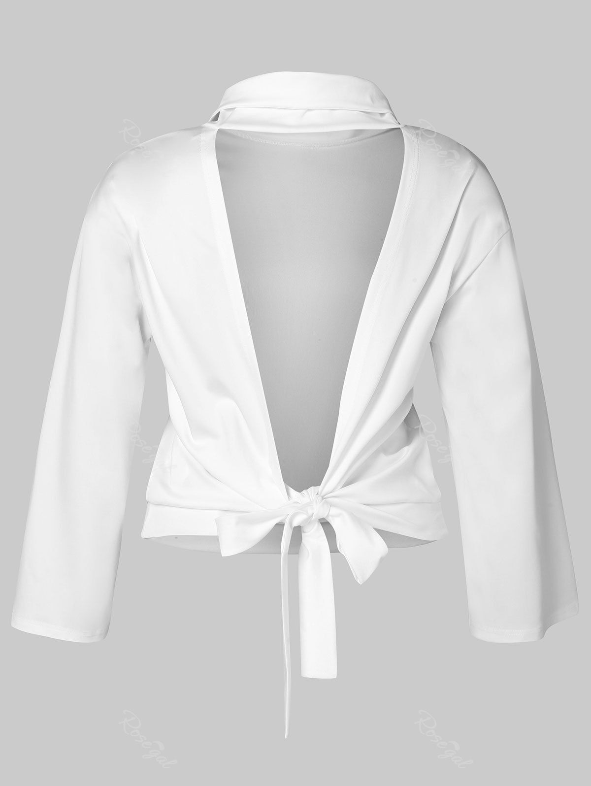 

Plus Size Turtleneck Cut Out Tied T-shirt, White