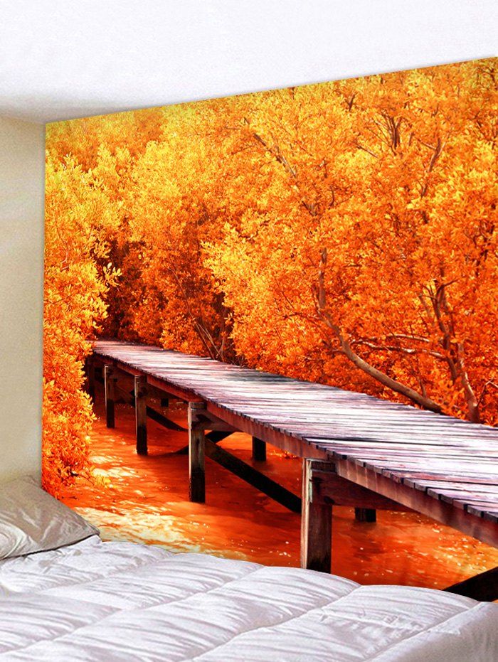 

Leaf Bridge Tapestry Wall Art Decoration, Dark orange