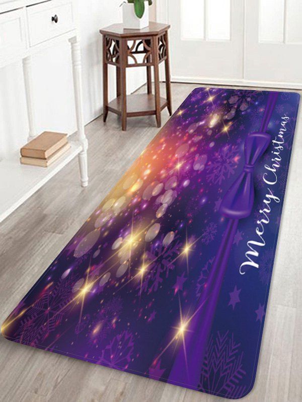 

Merry Christmas Bowknot Pattern Anti-skid Area Rug, Purple