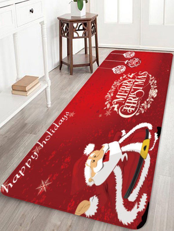 

Christmas Santa Claus Greetings Pattern Anti-skid Area Rug, Red