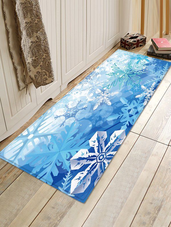 

Christmas Snowflake Pattern Water Absorption Area Rug, Multi