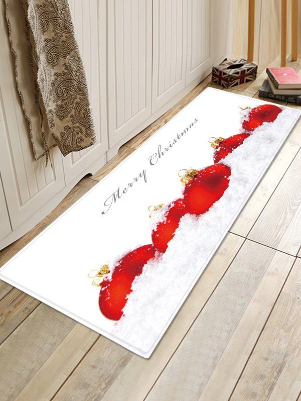 

Christmas Snow Balls Pattern Anti-skid Area Rug, White