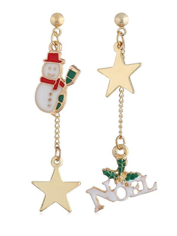 

Vintage Snowman Star Alloy Drop Earrings, Gold