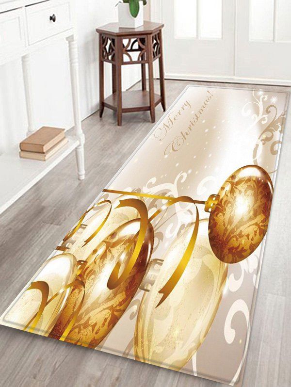 

Christmas Balls Pattern Anti-skid Water Absorption Area Rug, Multi
