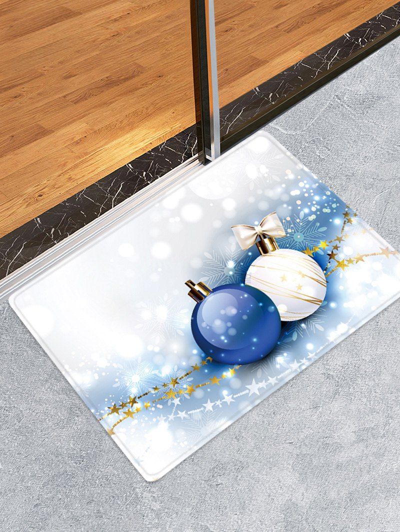 

Christmas Balls Star Pattern Anti-skid Area Rug, White