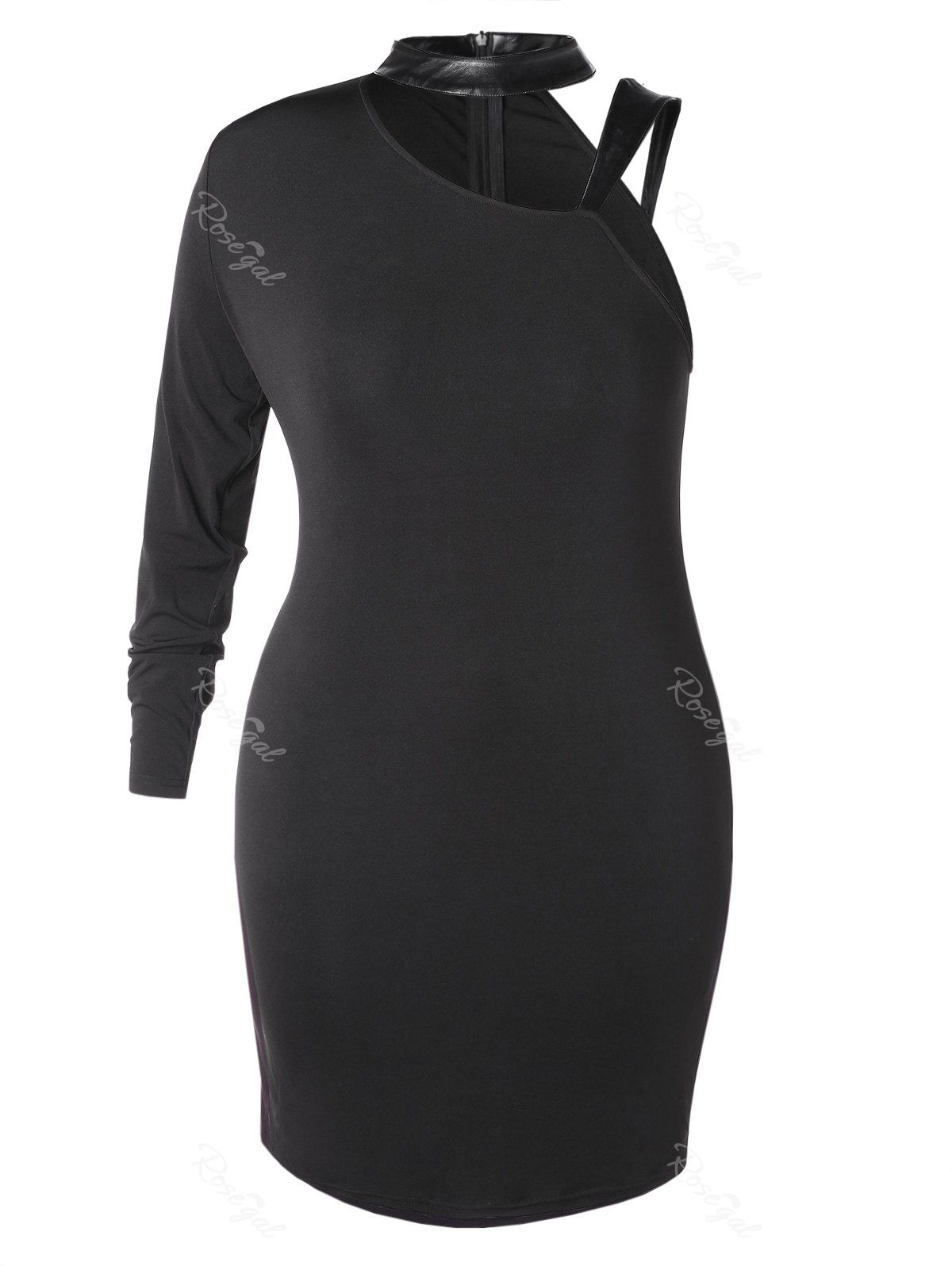

Plus Size One Shoulder Bodycon Dress, Black