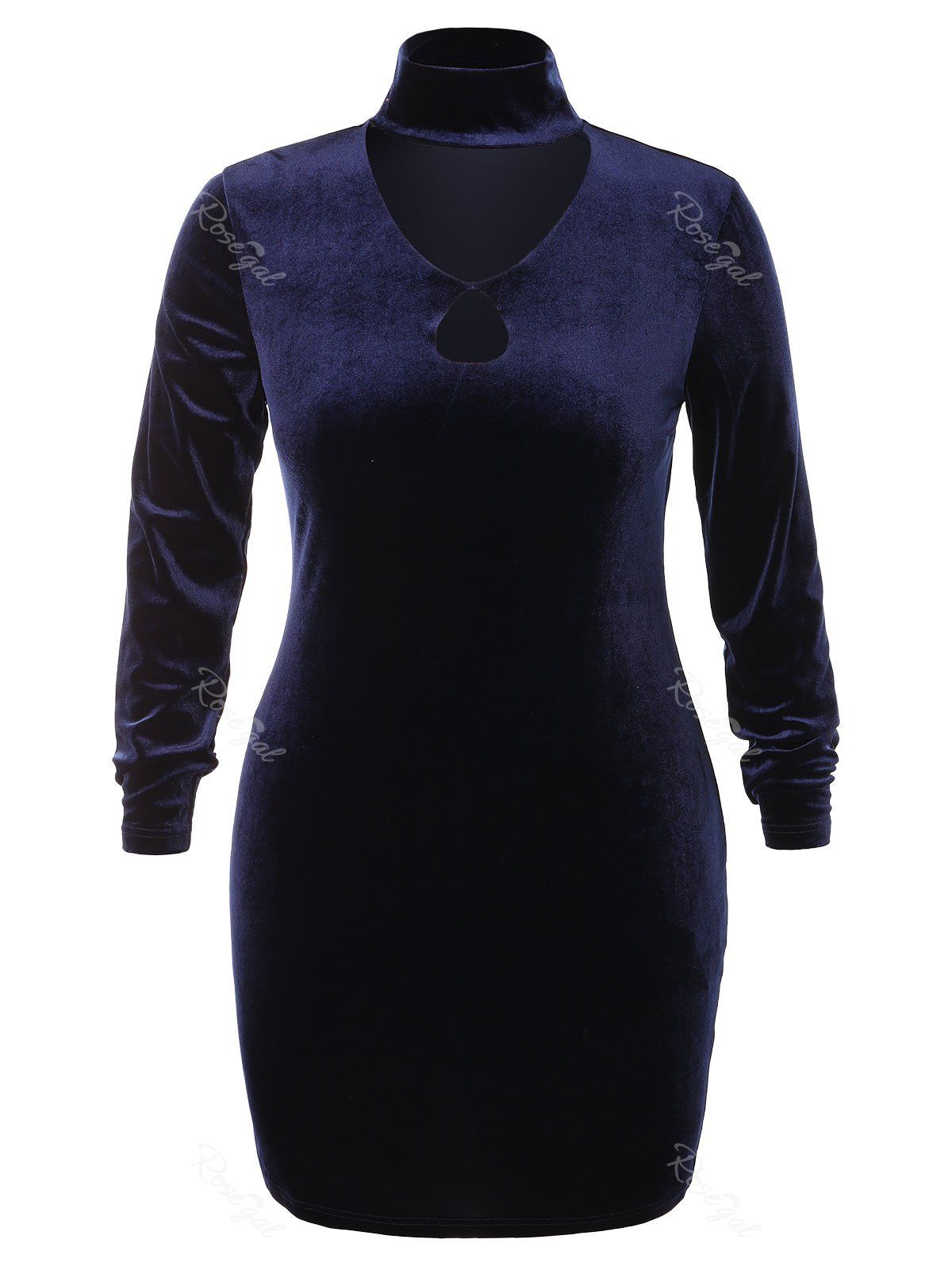 plus size blue velvet dress