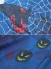 Sweat à Capuche d'Halloween Papillon et Toile d'Araignée Imprimés - Brume Bleue M